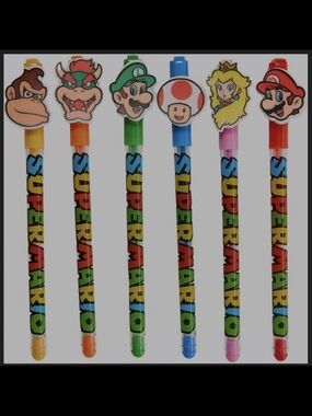 Super Mario Character Gel Pens - Mario Luigi Peach Toad Bowser Donkey Kong Nwt